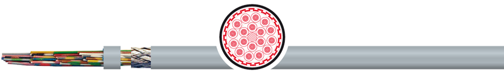 Data and control cable. PVC. LIYCY 5X1,5. Grey. Coloured cores