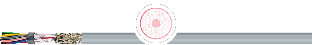 Halogenfree data and control cable. PVC. LIHCH 4X1,0. Grey. Coloured cores